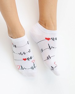 Медицинские носки следы женские с принтом Кардио